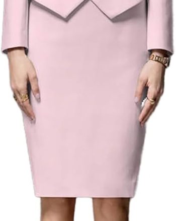 Women Business Suit 2 Piece Double Breasted Long Sleeve Skirt Suit Set Lady Blazer Solid Slim Fit Jacket Skirt