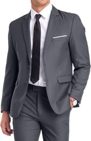 Mens Suit Slim Fit 2 Piece Suits,Two Button Solid Business Wedding Tuxedo Suit for Prom Suit Jacket and Pants
