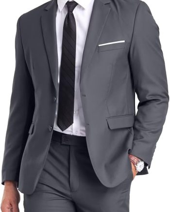 Mens Suit Slim Fit 2 Piece Suits,Two Button Solid Business Wedding Tuxedo Suit for Prom Suit Jacket and Pants