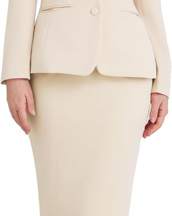 Women 2 Piece Suit Skirt Set Business Office Work Blazer Jackets and Pencil Skirt with Slit