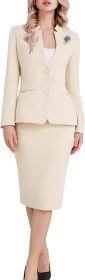 Women 2 Piece Suit Skirt Set Business Office Work Blazer Jackets and Pencil Skirt with Slit