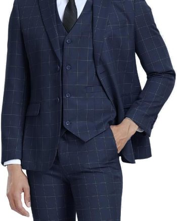 Men's Suits 3 Piece Slim Fit Dress Tuxedo for Men Two Button Solid Jacket Vest Pants Set