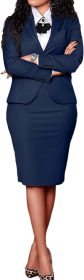 Women 2 Piece Suit Skirt Set Business Office Work Outfit Blazer Jackets Midi Pencil Skirt Suits Plus Size