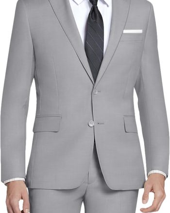Mens 2 Piece Slim Fit Suit Set Two Button Solid Suit Jacket Pants with Tie Notch Lapel Casual Wedding Suits