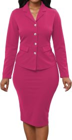 Women 2 Piece Outfits Business Work Clothes Blazer Jacket and Skirt Set Suits