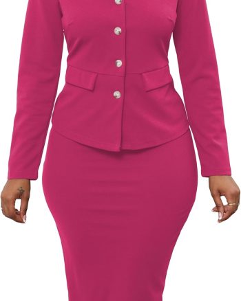 Women 2 Piece Outfits Business Work Clothes Blazer Jacket and Skirt Set Suits