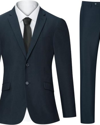 2 Piece Men's Suit Slim Fit Suits for Men, Two Button Blazer Dress Business Wedding Party Jacket & Pants
