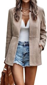 Women Casual Business Open Front Long Sleeve Notch Lapel Office Blazer Jacket