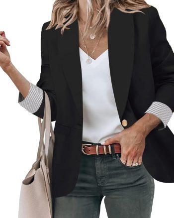 Blazer Jackets for Women Open Front Long Sleeve Work Office Casual Blazers with Pockets S-2XL
