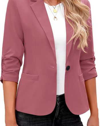 Blazers for Women Suit Jackets Dressy 3/4 Sleeve Blazer Business Casual Outfits for Work