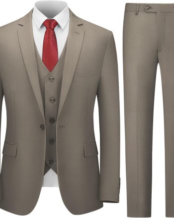 Men's Suit Slim Fit, 3 Piece Suits for Men, One Button Solid Jacket Vest Pants with Tie, Tuxedo Set