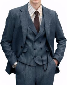 Tweed Herringbone Men Suit 3 Piece Suits for Men Formal 2 Button Wool Jacket Dress Suit Vest Pants Mens Wedding Prom Tuxedo
